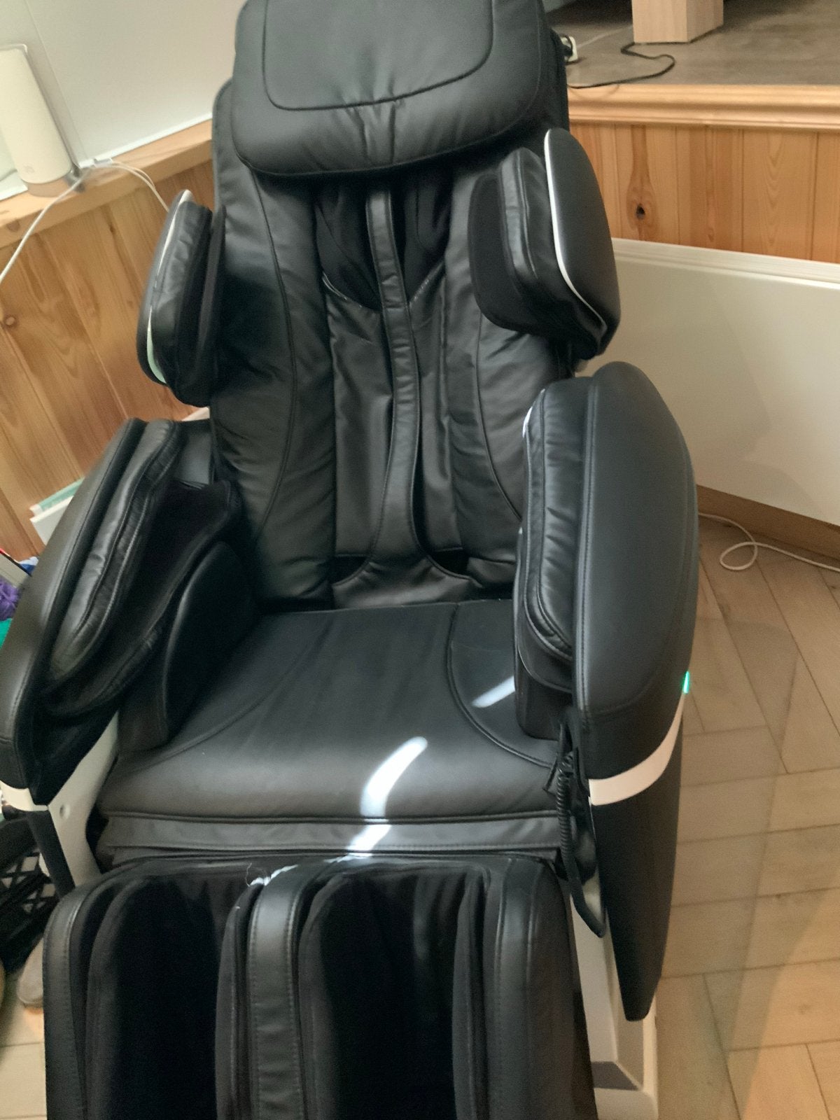 Luxe Robot Massage Stoel - Zwart Leer, Ophalen, Gebruikt, Zwart, Leer