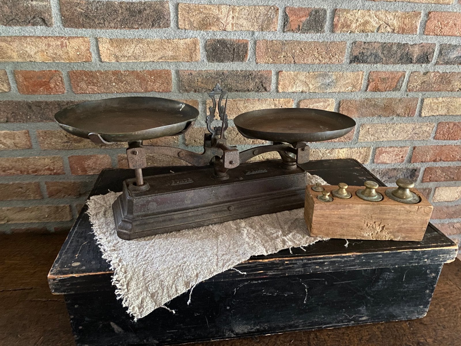 Brocante oude balansweegschaal, Force 5 kilo, Antiek en Kunst, Ophalen of Verzenden
