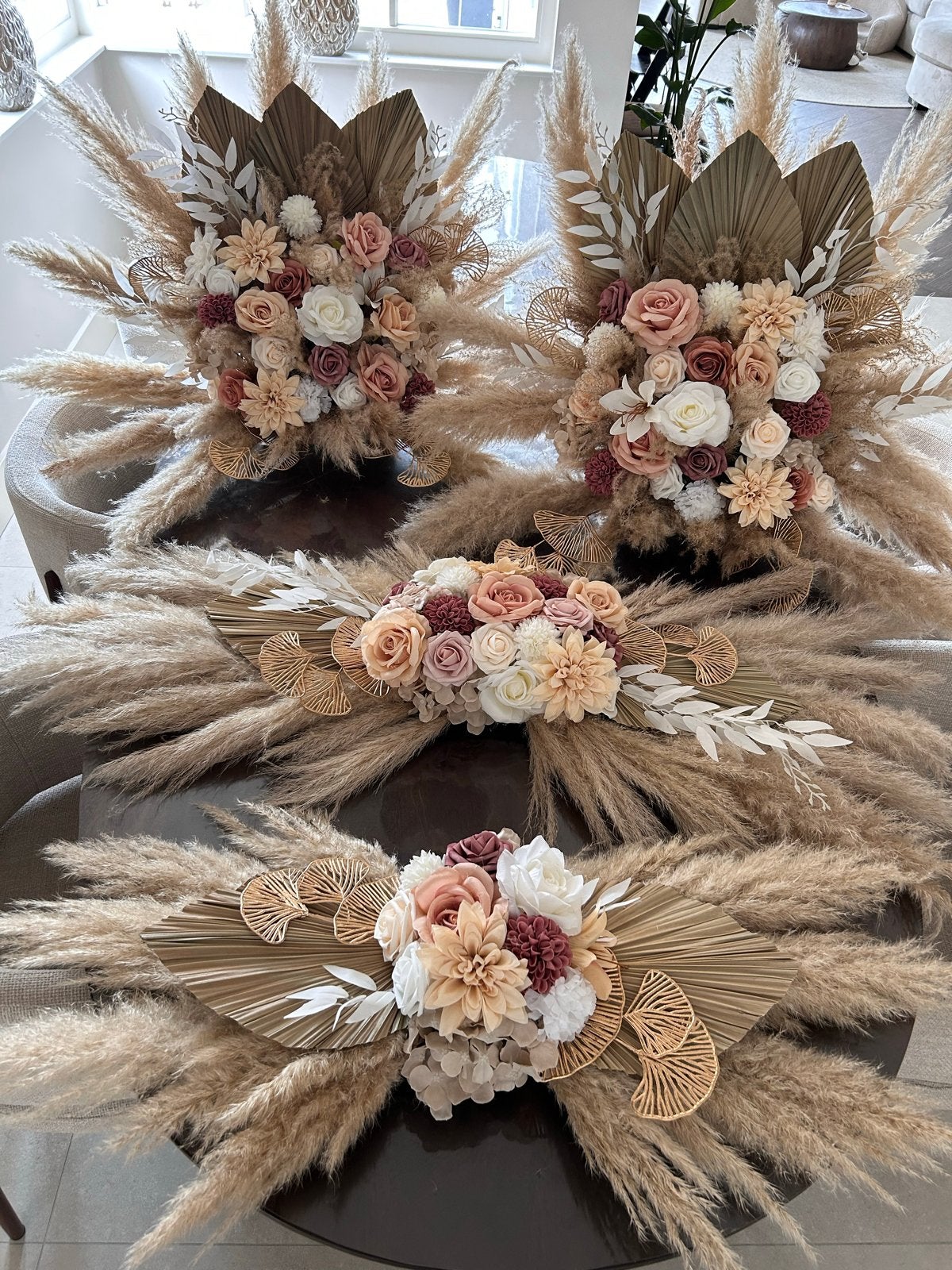Bloemstukken met pampaspluimen en kunstbloemen, Ophalen of Verzenden, Nieuw