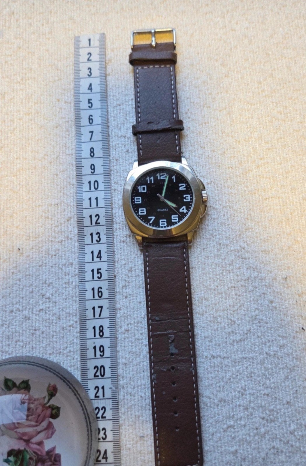 Heren horloge True Spirit met bruine leren band, Overige merken, Staal, Polshorloge, Ophalen of Verzenden