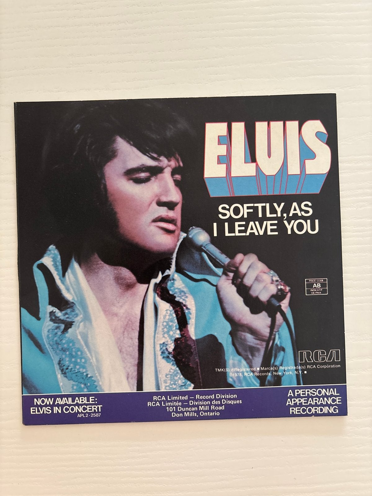 Elvis Presley - Unchained Melody / Softly, As I Leave You 45, Verzamelen, Ophalen of Verzenden, Zo goed als nieuw, Cd of Plaat