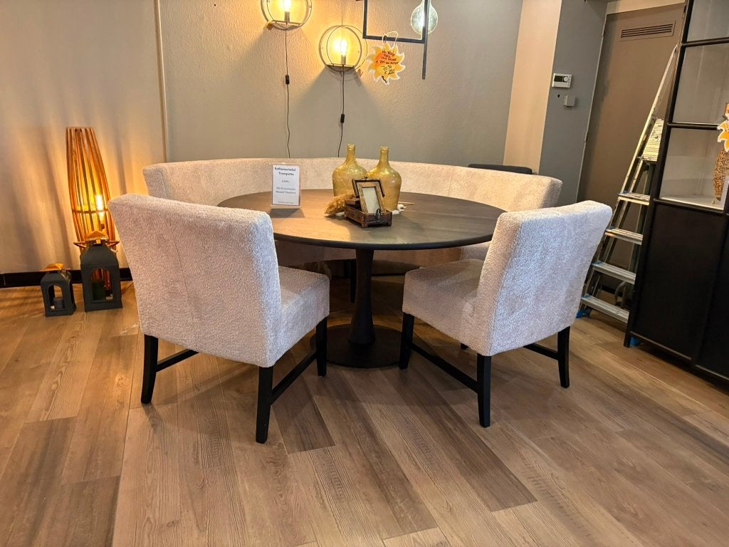 eetbank + 2 stoelen, Ophalen, Wit, Nieuw, Stof