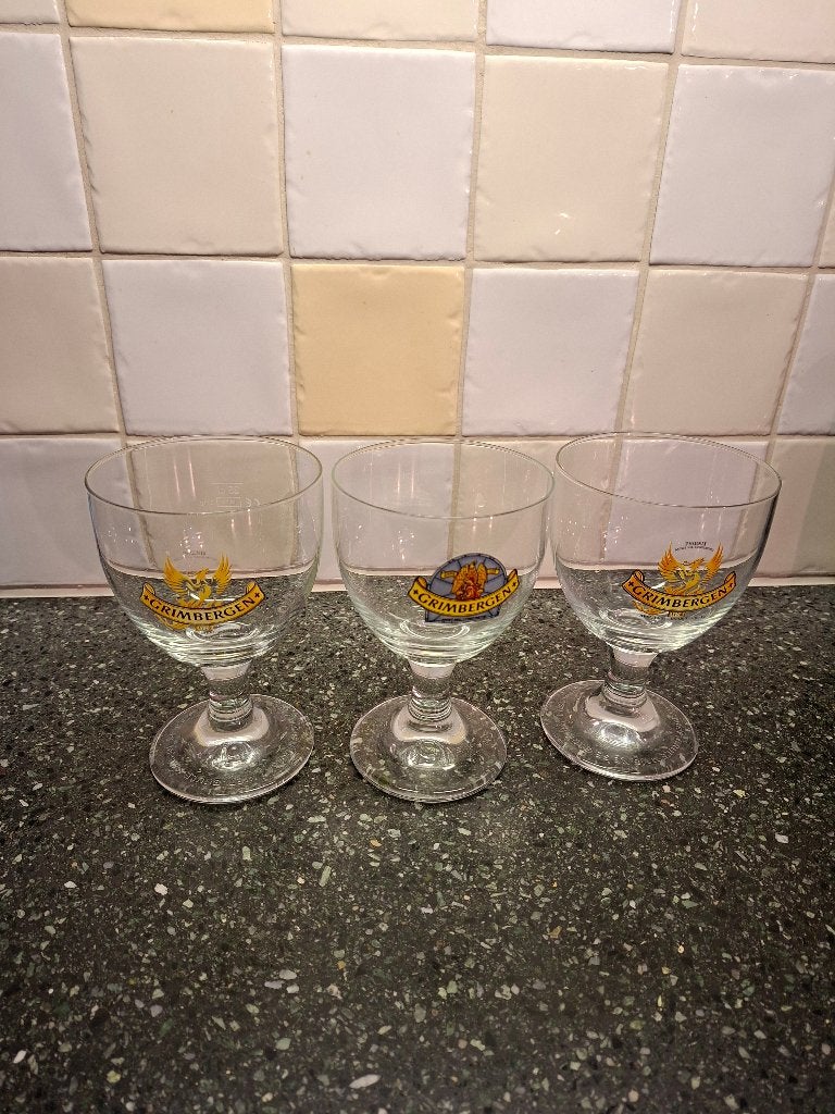Grimbergen bierglazen 25 cl., Ophalen of Verzenden, Zo goed als nieuw, Bierglas
