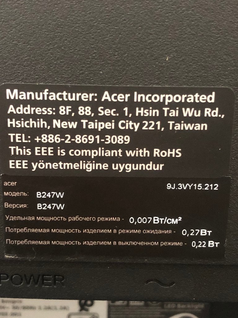 Foto 8 van Acer Monitor - Acer B7 B247Wbmiprx. Zo goed als nieuw