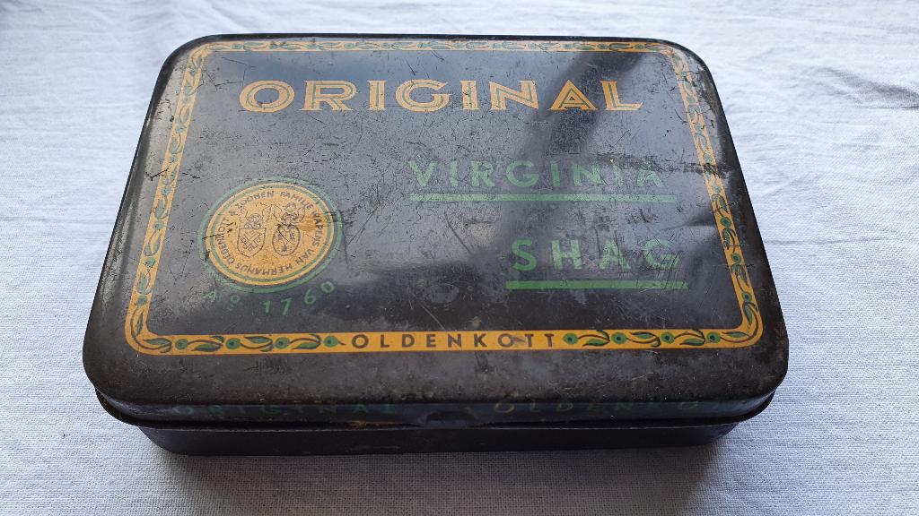 Oud tabak blikje - Original Virginia Shag Oldenkott #036, Ophalen of Verzenden, Gebruikt, Overige, Overige merken