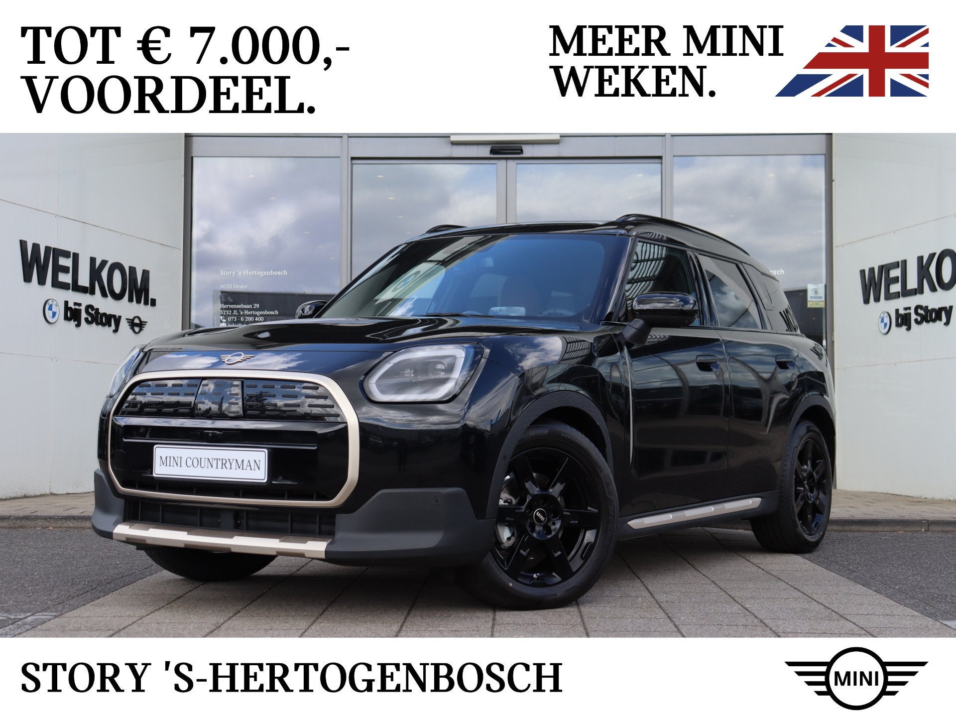 MINI Countryman E / Favoured / Pakket L / 18" Asteroid Spoke, Auto's, Countryman, Zwart, Leder, Nieuw