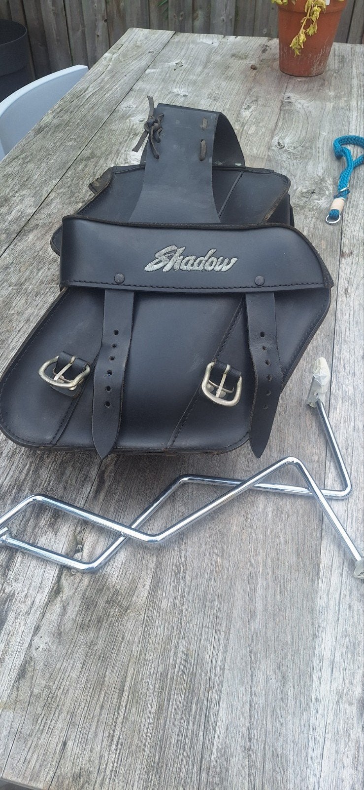 Leren tassen Honda Shadow VT600 incl bevestigingsbeugels, Ophalen, Gebruikt
