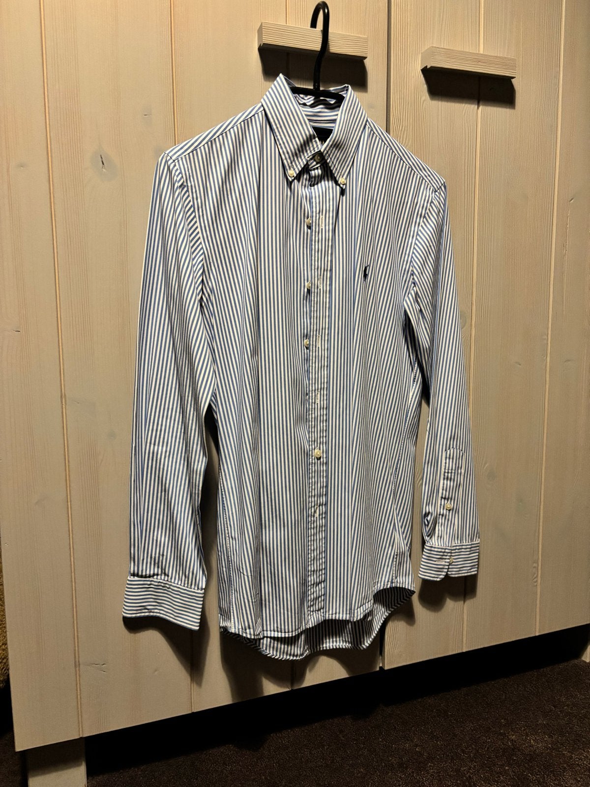 Ralph Lauren overhemd katoen met streep Maat Xs, Kleding | Heren, Ophalen of Verzenden, Zo goed als nieuw, Blauw, Halswijdte 38 (S) of kleiner