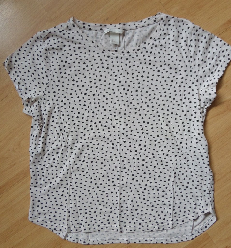 Katoenen polkadot shirt van H&M maat 36, Wit, Ophalen of Verzenden, Zo goed als nieuw, Korte mouw
