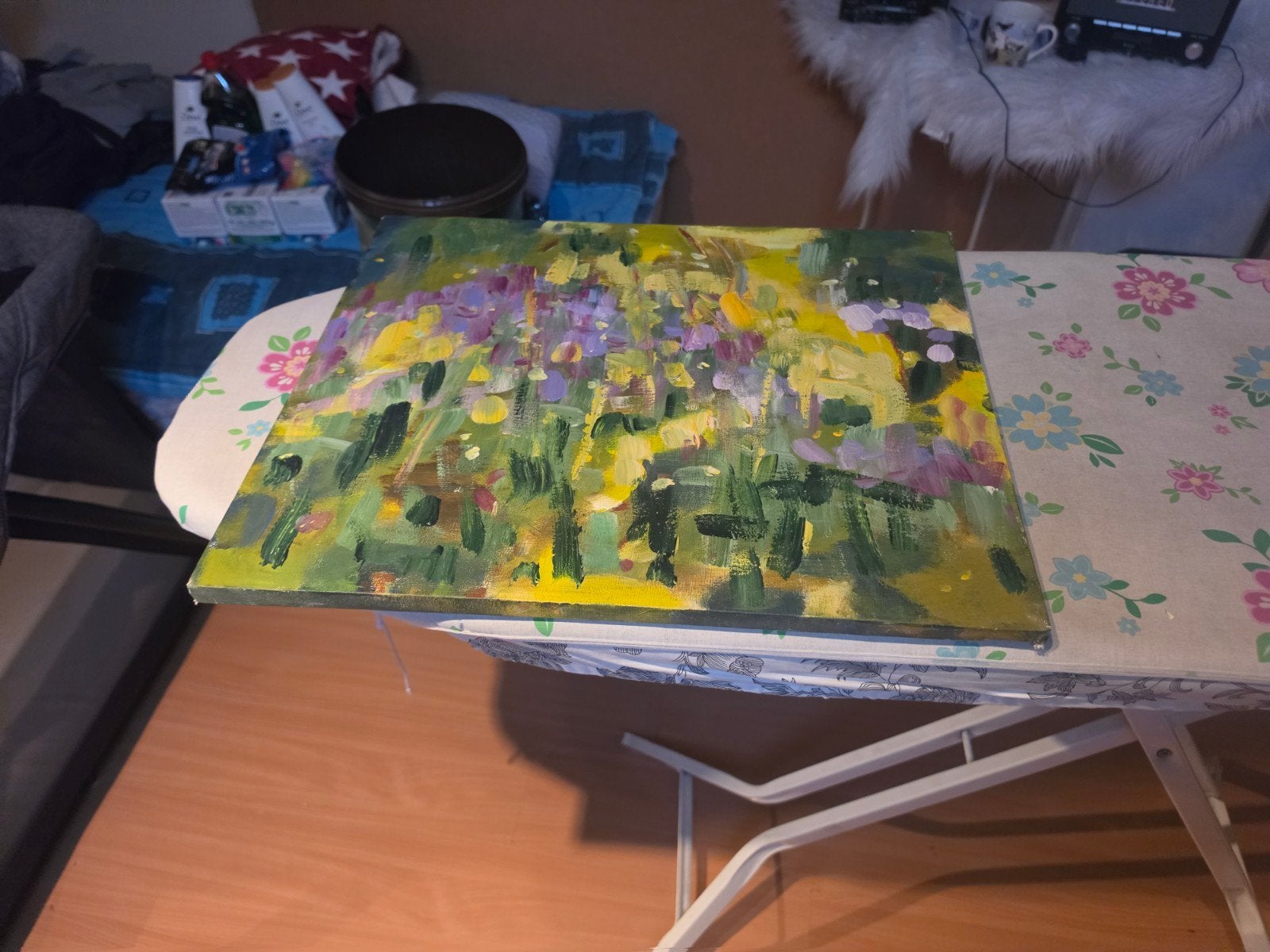 Bloemenschilderij uit frankrijk zie foto,s., Ophalen, Gebruikt, Schilderij