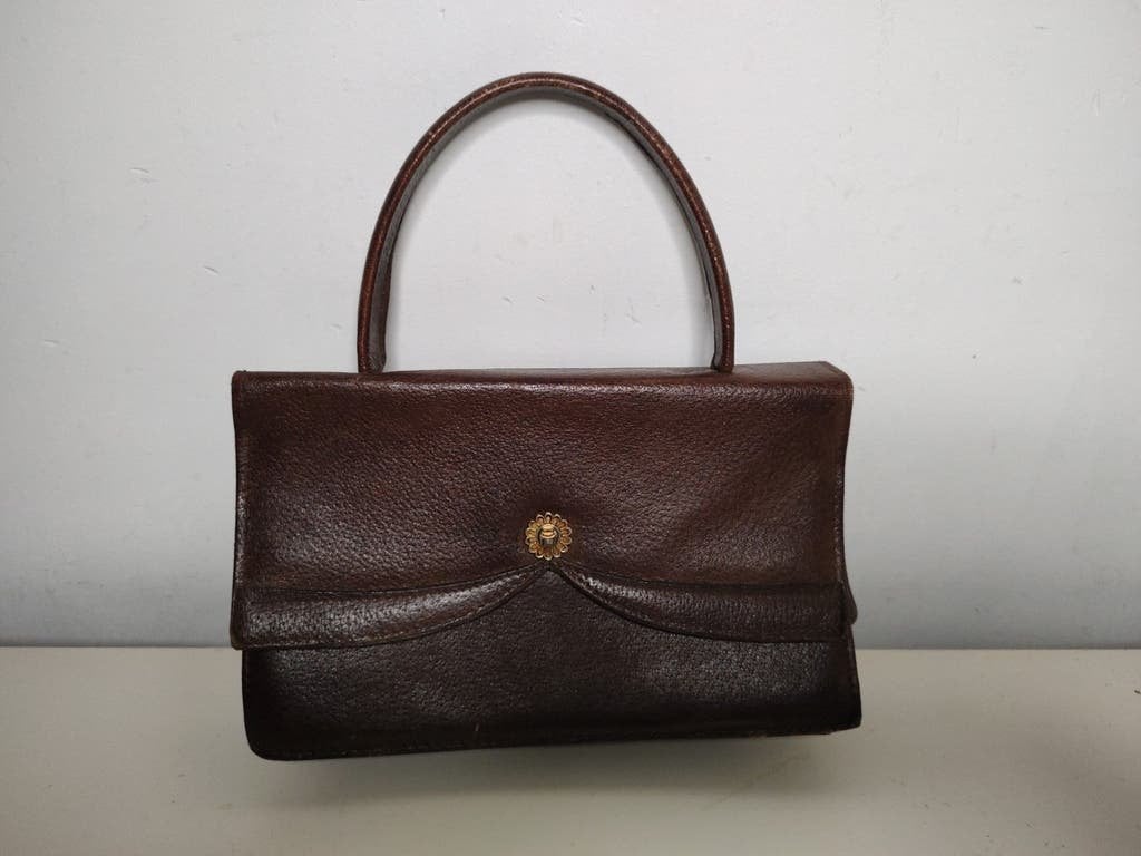 K590 VINTAGE jaren 30 40 handtas van oma in zeer goede staat, Gebruikt, Bruin, Onbekend, Ophalen of Verzenden