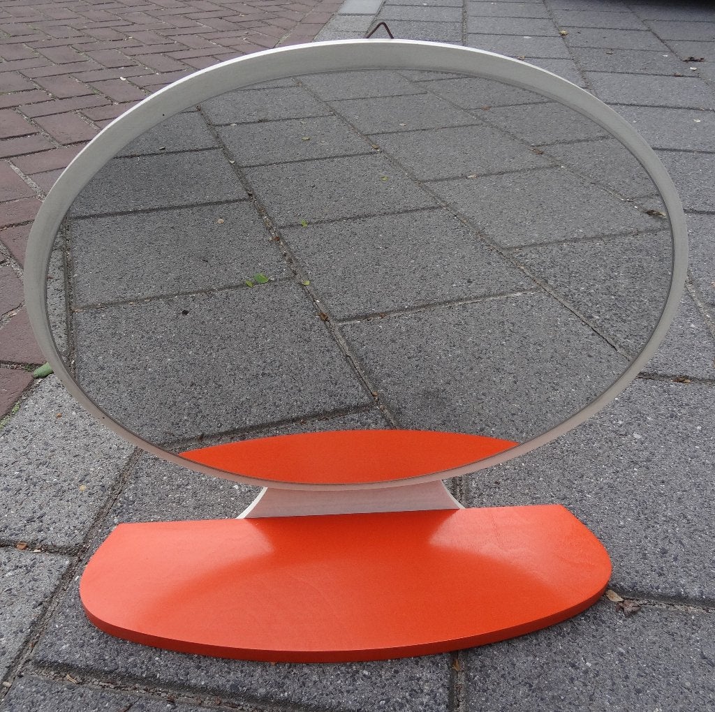 Spiegel Oranje met wit * Lekker retro, Ophalen, Minder dan 50 cm, Gebruikt, Minder dan 100 cm