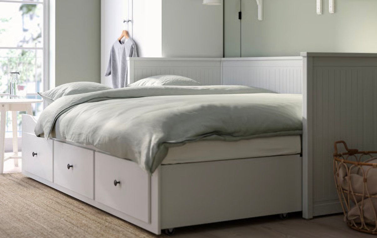 Ikea Hemnes bed, Ophalen, Eenpersoons, Wit, Zo goed als nieuw