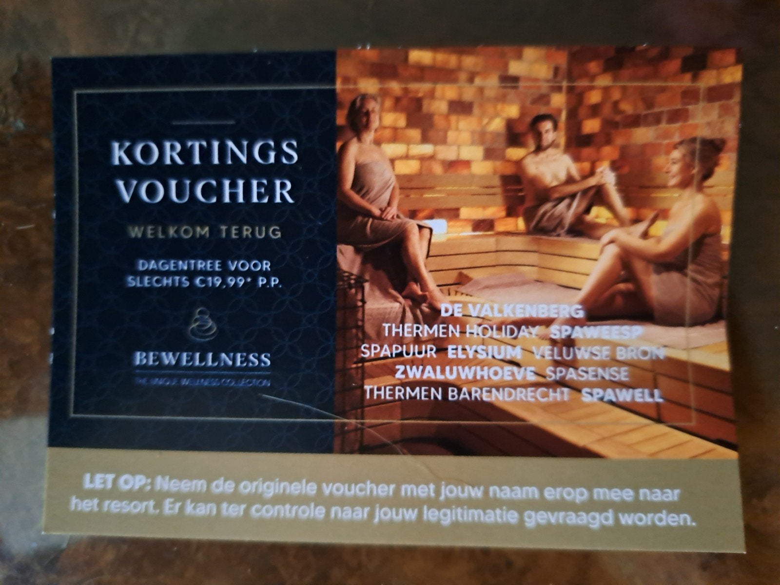 Kortingvoucher voor Bewellness, Tickets en Kaartjes, Twee personen, Kortingsbon, Spa of Sauna