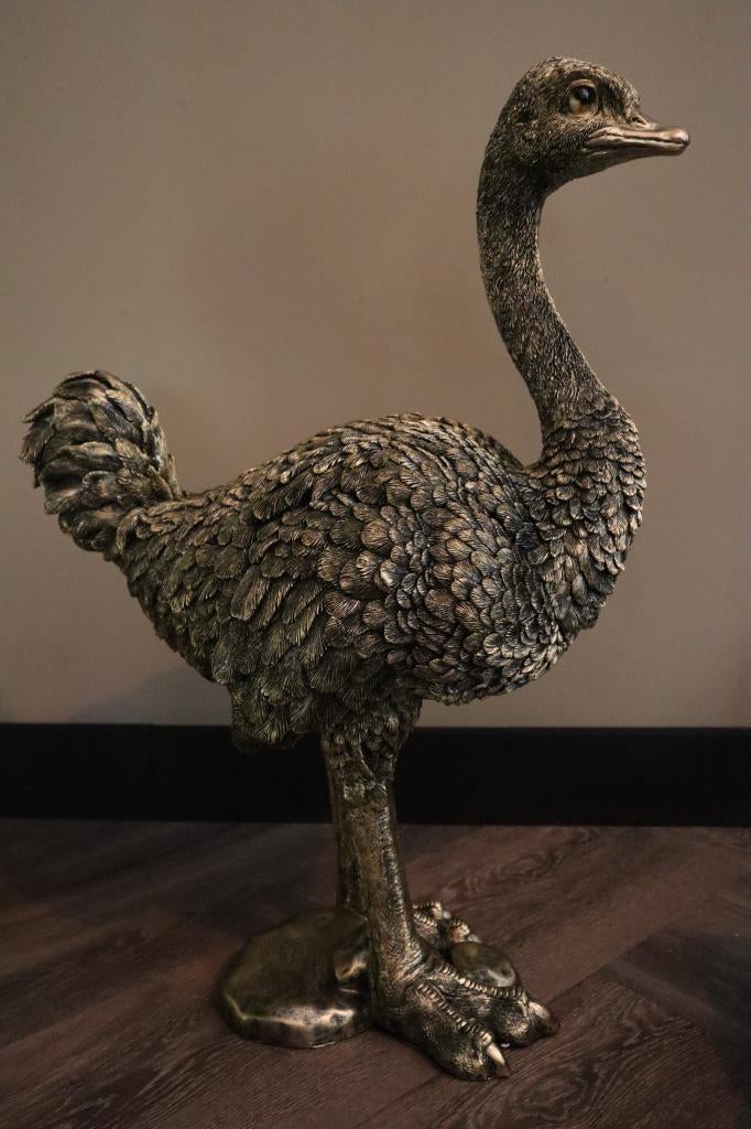 Struisvogel beeld goud 67 cm – luxe interieur decoratie, -, -, Nieuw, Kunststof
