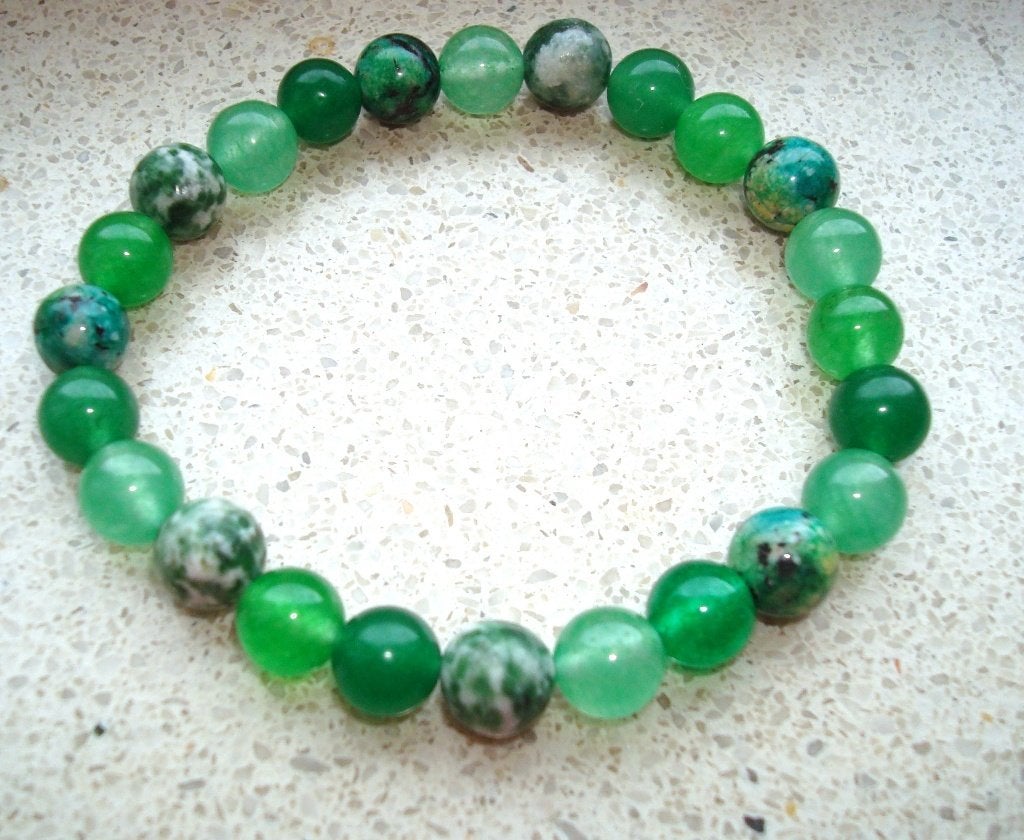 Armband van halfedelsteen in groentinten in maat naar wens, Info.adorabeads@gmail.com, Met bedels of kralen, Adorabeads, Want 18 Hogvliet
