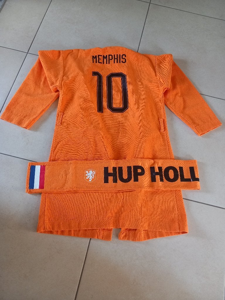 Heren ochtendjas oranje, Kleding | Heren, Pyjama's, Ophalen of Verzenden, Zo goed als nieuw, Maat 48/50 (M)