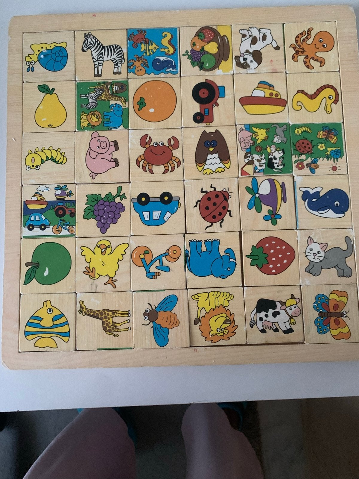 Houten puzzel met dieren en fruit voor kinderen, Ophalen, Gebruikt, Overige typen