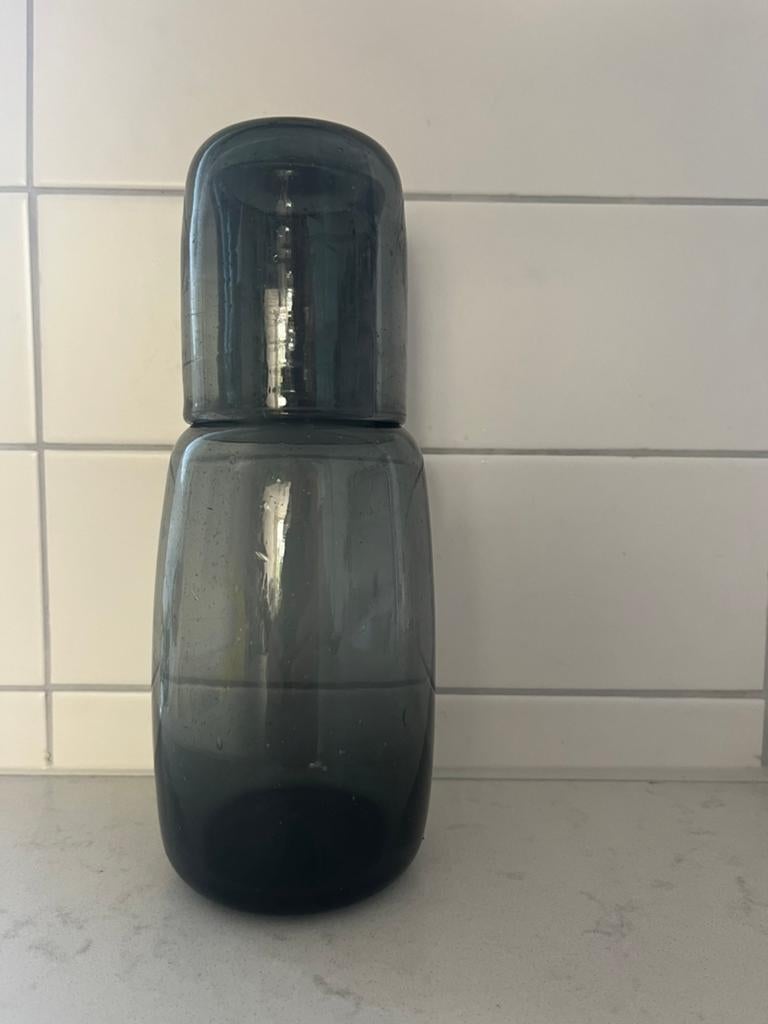 Wereldwinkel karaf met glas rookglas zwart, Huis en Inrichting, Glas of Glazen, Ophalen of Verzenden, Overige stijlen, Glas