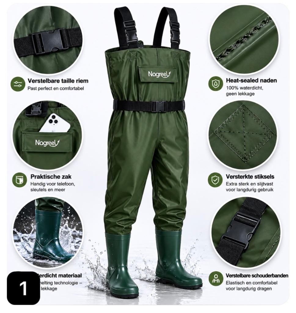 Nieuwe Nagreel waadpak maat 43 - 100% waterdicht, Ophalen of Verzenden, Nieuw, Kleding