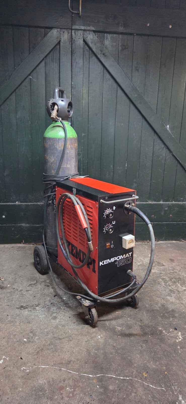 Kemppi Kempomat 150 MIG/MAG 230 volt Lasapparaat met gasfles, Ophalen, Gebruikt, Minder dan 150 ampère, Co2