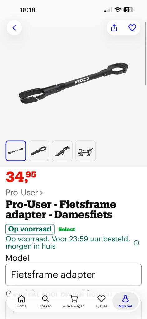 2 stuks, Pro-User Fietsframe Adapter voor Damesfietsen, Ophalen of Verzenden, Nieuw