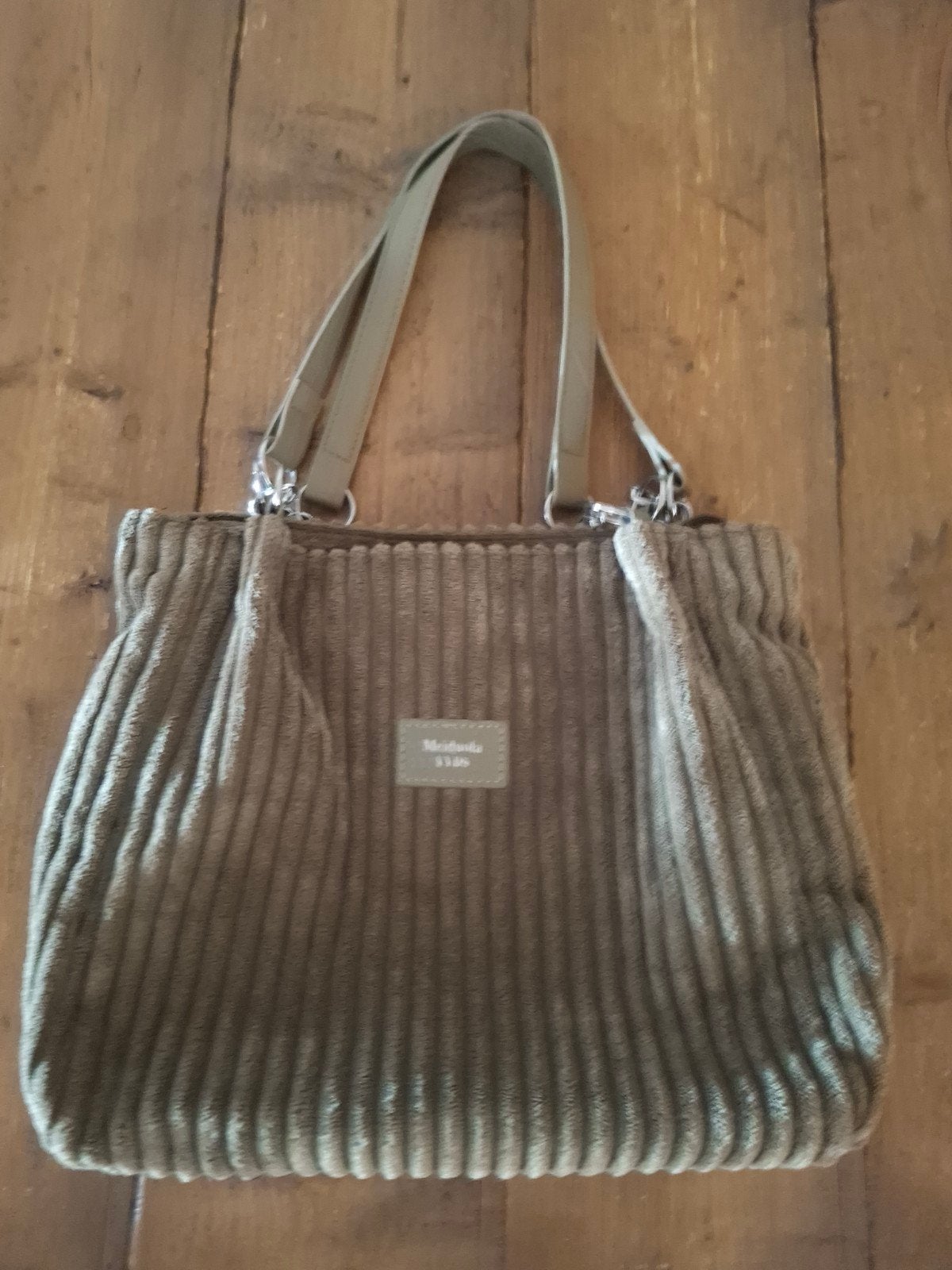 Stoere ribstof handtas in olijfgroen, Ophalen of Verzenden, Zo goed als nieuw, Groen, Handtas