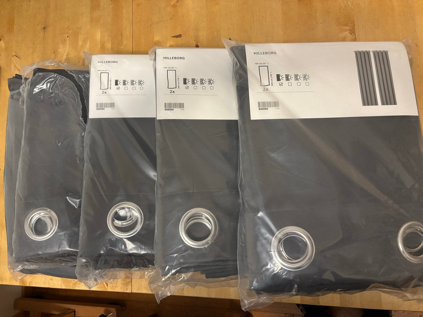 IKEA HILLEBORG Gordijnen - 5 x145x300 cm - Zo goed als nieuw, 300 cm, Gordijn, Polyester, Verduisterend