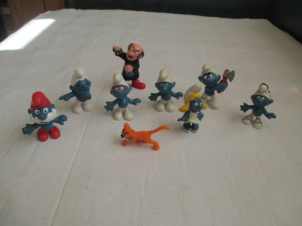 verzameling 9 schleich smurfen waaronder gargamel/azrael/, Verzamelen, Ophalen of Verzenden, Gebruikt, Verschillende Smurfen