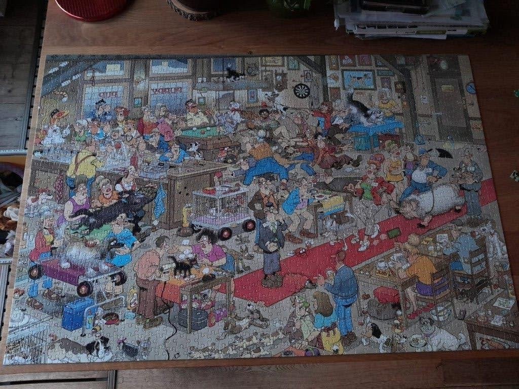 Jan van Haasteren 1500 stukjes De Hondenshow, Hobby en Vrije tijd, Denksport en Puzzels, Ophalen of Verzenden, 500 t/m 1500 stukjes