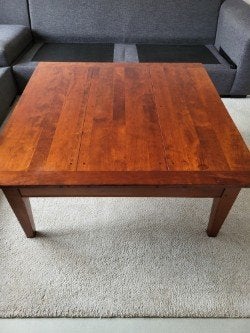 Massief Kersenhout Salontafel met Lade - 105x105 cm, Huis en Inrichting, Tafels | Salontafels, Ophalen, Gebruikt, Klassiek, Vierkant