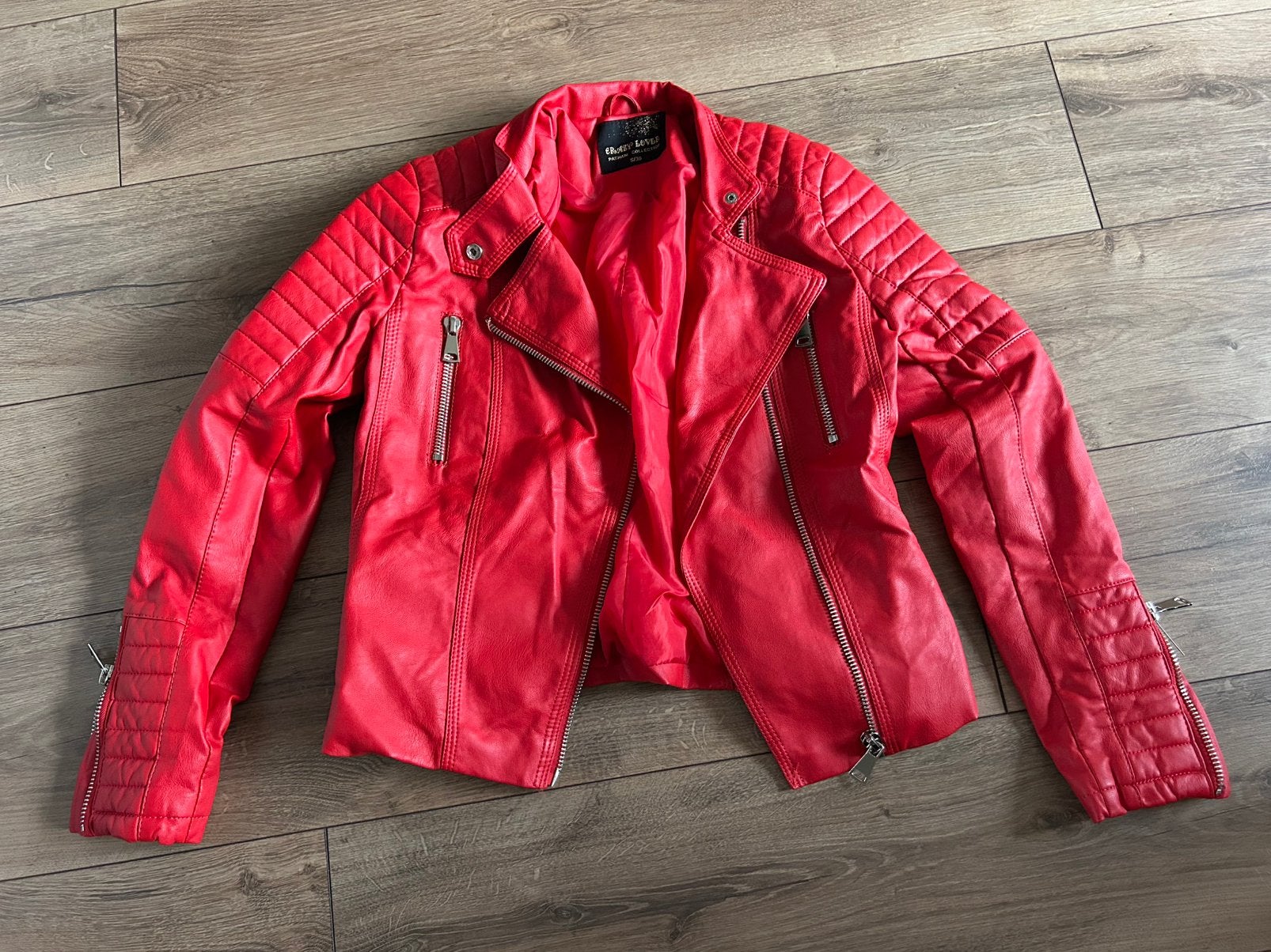 Rode leren jas Crazy Lover - Maat S/36, Ophalen of Verzenden, Zo goed als nieuw, Maat 36 (S), Rood