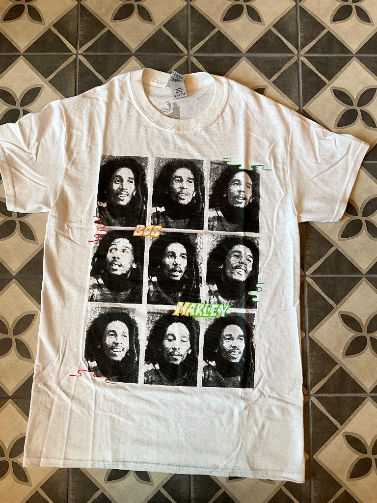 T-shirt wit van Bob Marley "Gezichten" Maat S, Nieuw, Ophalen of Verzenden, Kleding, T-shirt wit van Bob Marley "Gezichten" Maat S