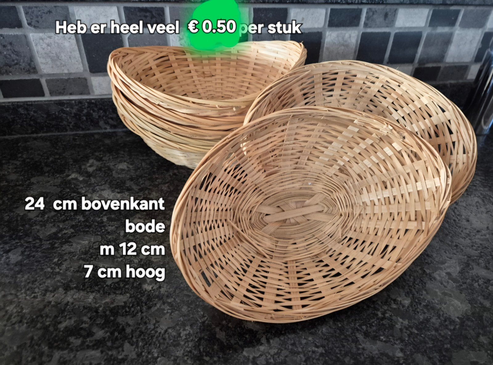 Rieten schalen, ovaal, 24 cm, 7 cm hoog, Gebruikt, Gevlochten, Schaal, Ophalen of Verzenden