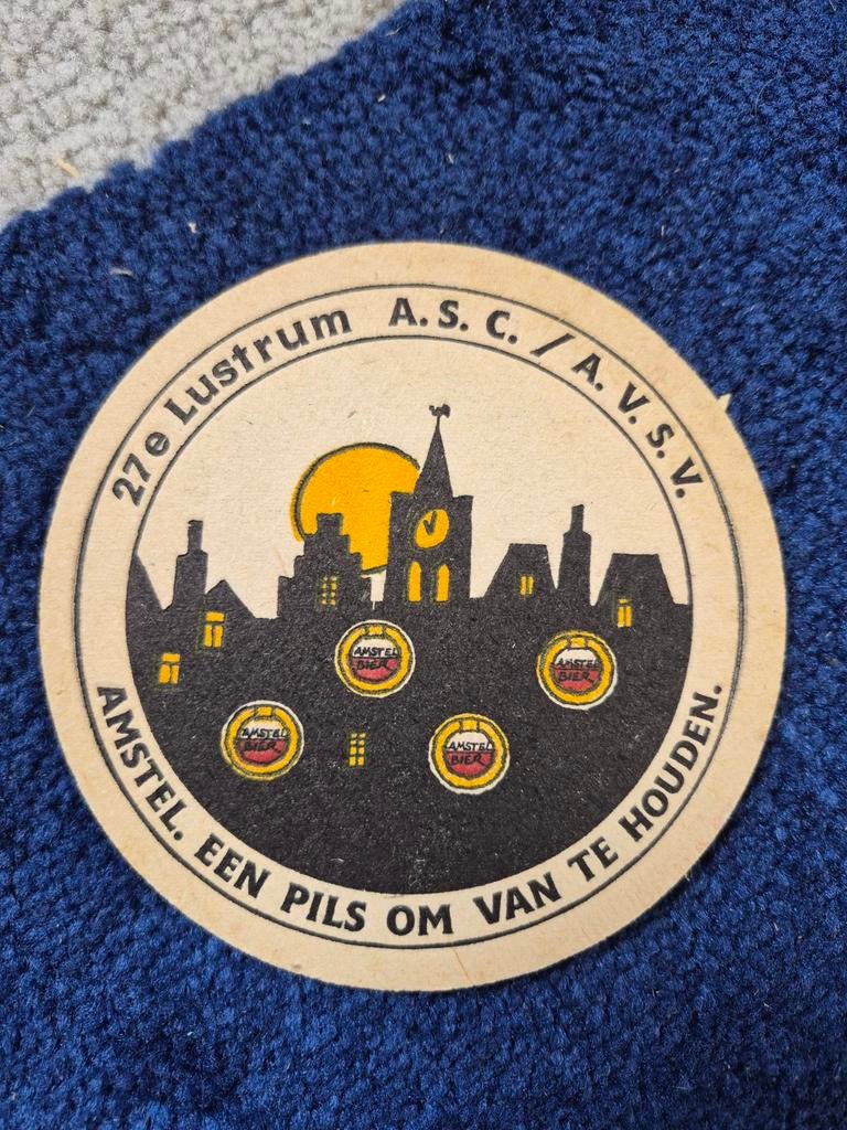 Amstel bierviltje - 27e Lustrum A.S.C. / A.V.S.V., Ophalen of Verzenden, Gebruikt, Viltje(s), Amstel