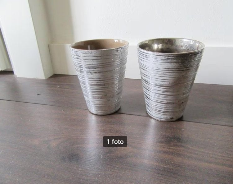 2x zilveren bloempot, Rond, Binnen, Ophalen of Verzenden, Zo goed als nieuw