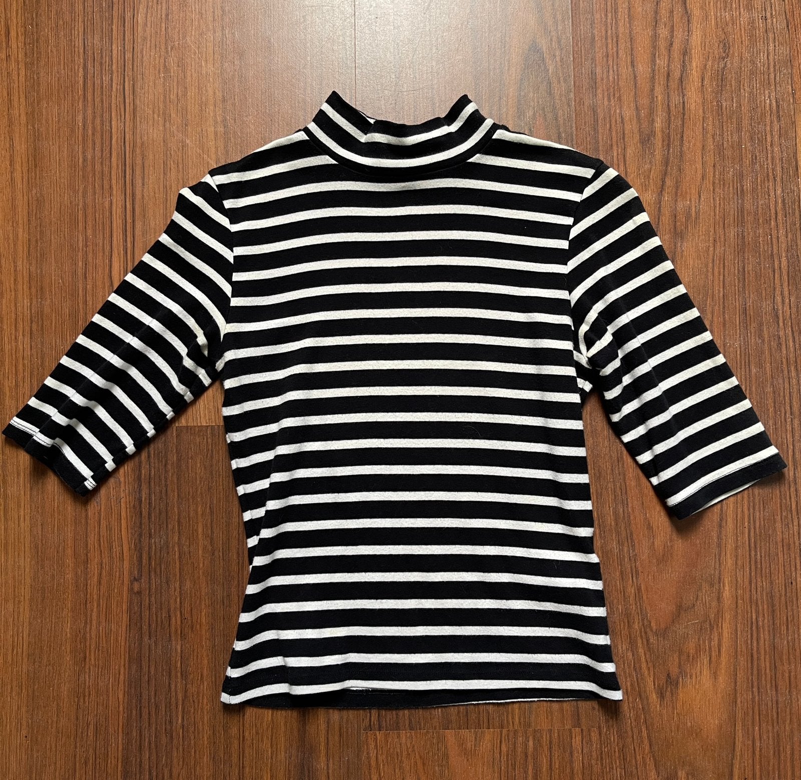 Gestreept col shirtje, M, Maat 38/40 (M), Zwart, Ophalen of Verzenden, Korte mouw