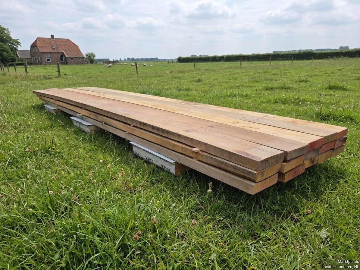 Hardhouten balken 45x195.  4,5 meter ( LIJKT OP OUD EIKEN ), Doe-het-zelf en Verbouw, Hout en Planken, Ophalen, Gebruikt, 25 tot 50 mm