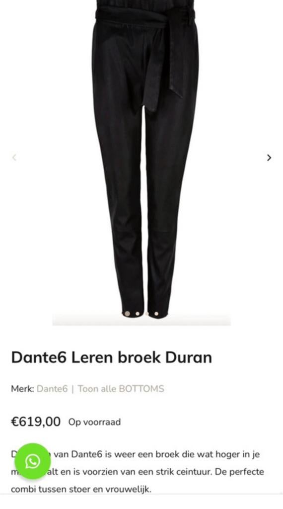 DANTE6 echte leren broek mt 1 zo goed als nieuw, Zwart, Ophalen of Verzenden, Zo goed als nieuw, Maat 36 (S)
