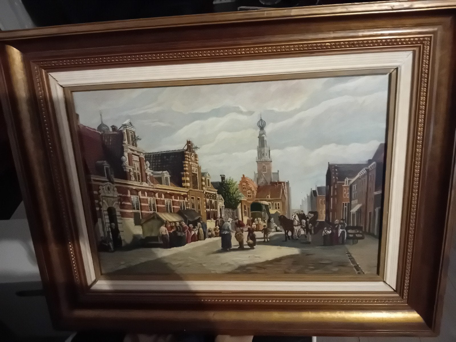 Stadsgezicht van P c  Steenhouwer - Olieverf op hout, Antiek en Kunst, Ophalen