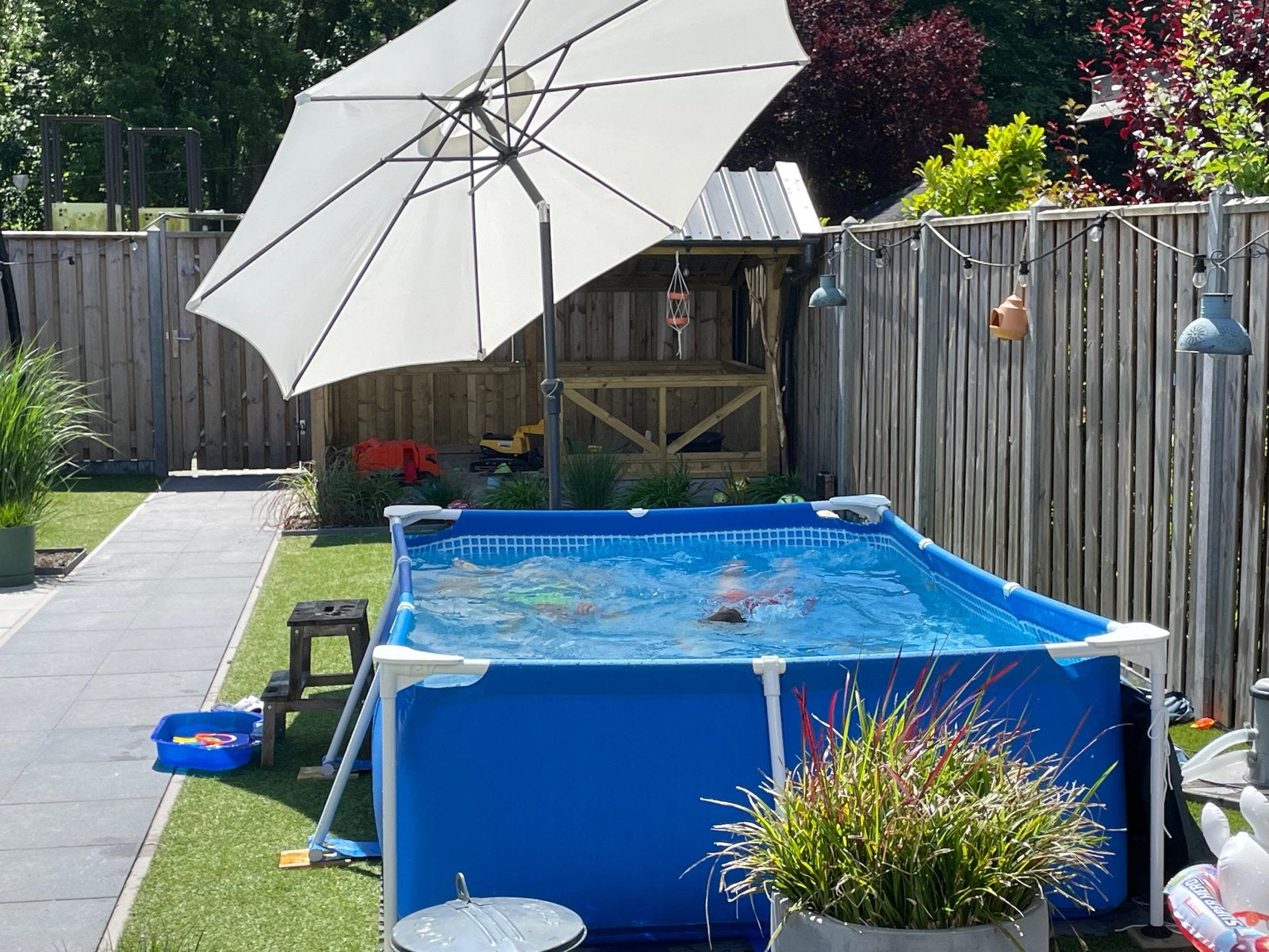 Intex frame zwembad met overkapping en pomp 2x3m, Tuin en Terras, Zwembaden, Gebruikt, Opzetzwembad, 80 tot 120 cm, 200 tot 400 cm