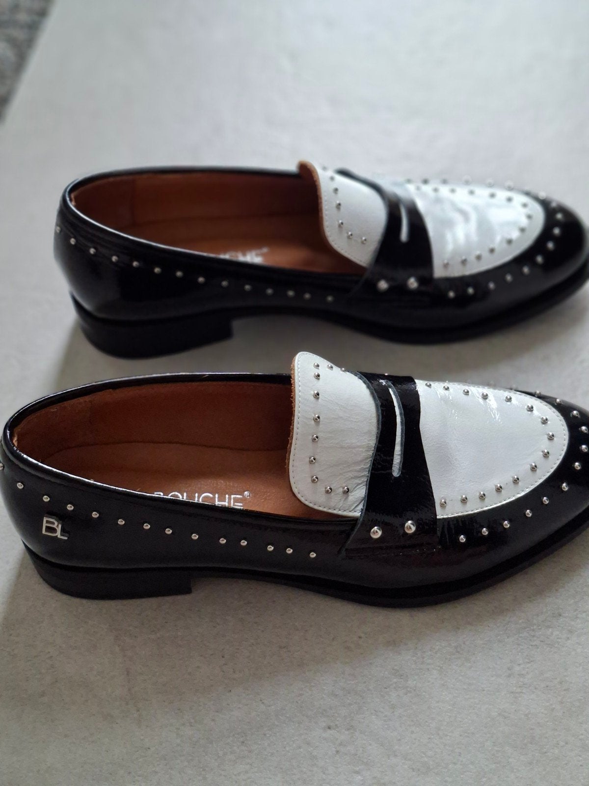 Babouche Lifestyle Zwart/Wit Lakleren Loafers Maat 40, Nieuw, Ophalen of Verzenden, Babouche Lifestyle, Instappers
