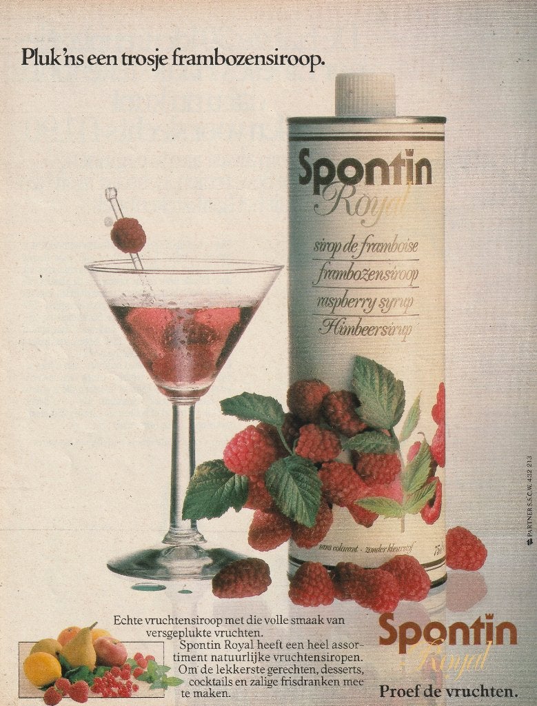 Retro reclame 1986 Spontin limonade siroop frambozen, Verzenden, Overige typen