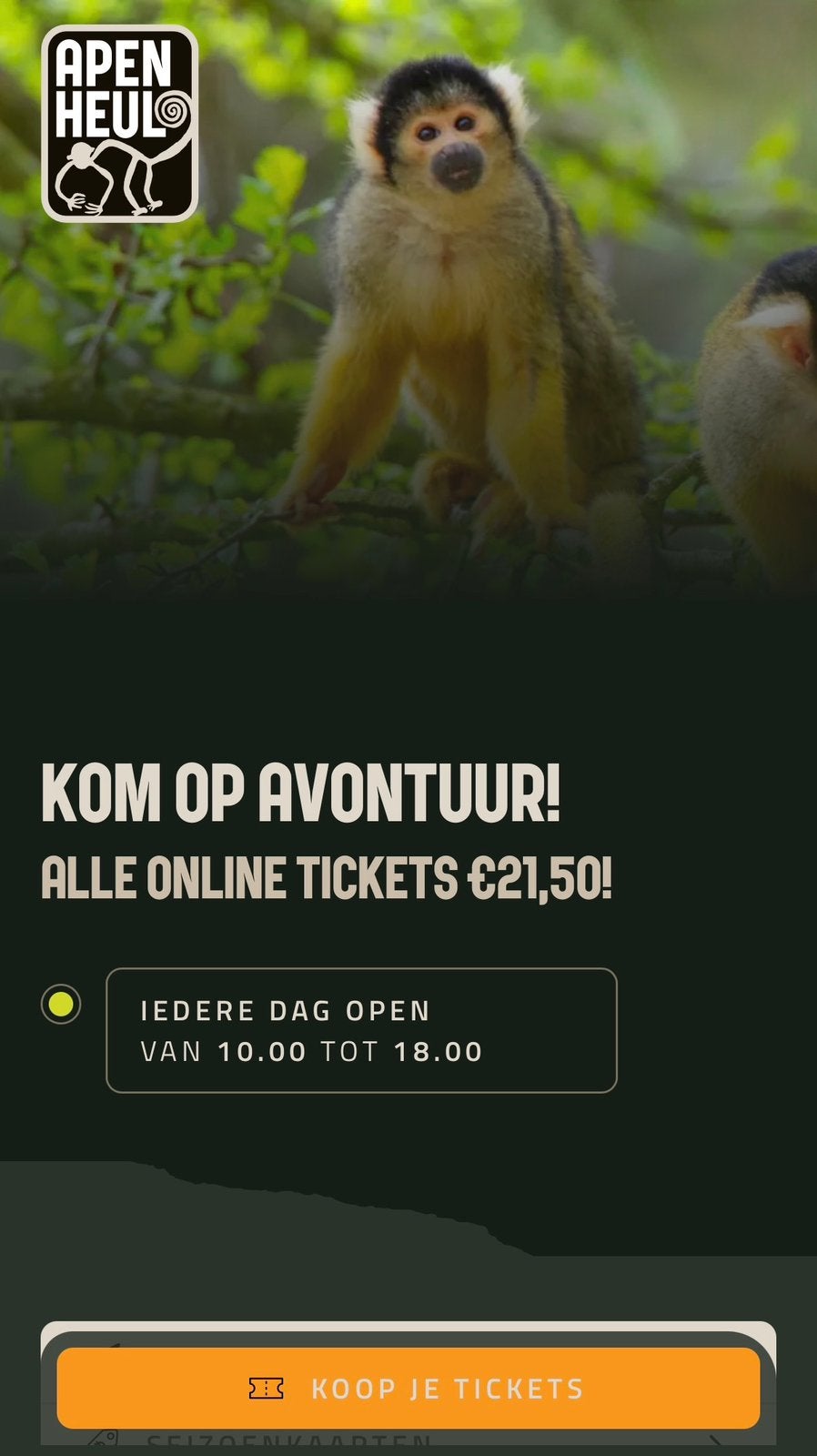 1 Kaartje Apenheul volwassene twv 24,50, Eén persoon, Ticket of Toegangskaart
