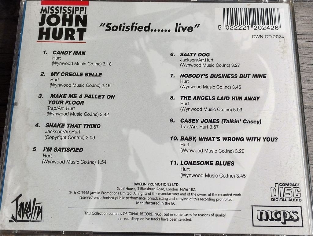Mississippi John Hurt - Satisfied....Live, Ophalen of Verzenden, 1980 tot heden, Zo goed als nieuw, Jazz