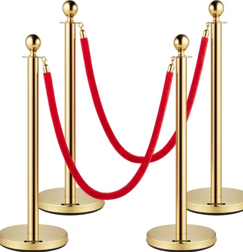 Nieuwe gouden afzetpalen met rood koord, Ophalen of Verzenden