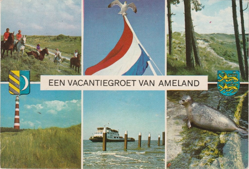 AMELAND Vuurtoren Vlag Veerboot, Verzamelen, Verzenden, 1960 tot 1980, Gelopen, Waddeneilanden
