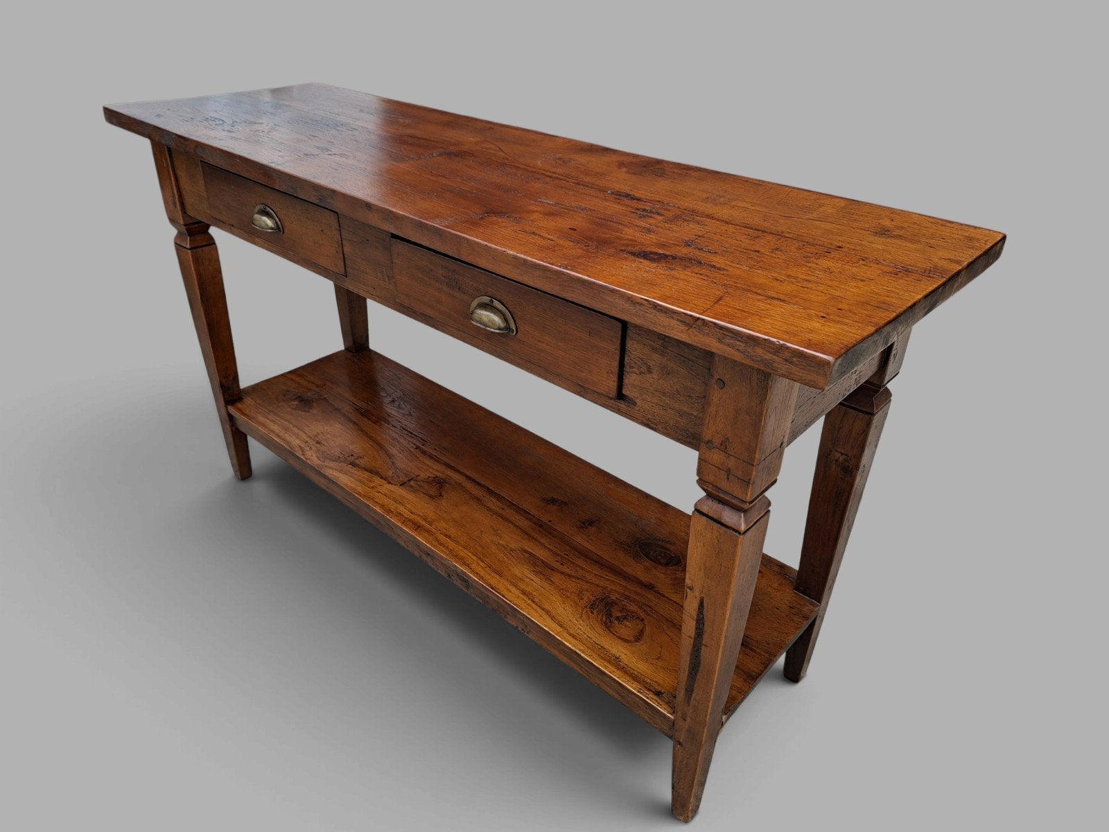Klassieke teakhouten sidetable, wandtafel, console, Ophalen of Verzenden, 25 tot 50 cm, Rechthoekig
