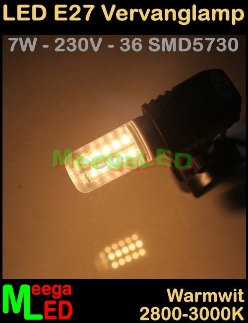 LED E27 - 7 Watt Mais / Corn lamp Warmwit 2800K - 40 stuks, Led-lamp, 60 watt of meer, Nieuw, Overige merken
