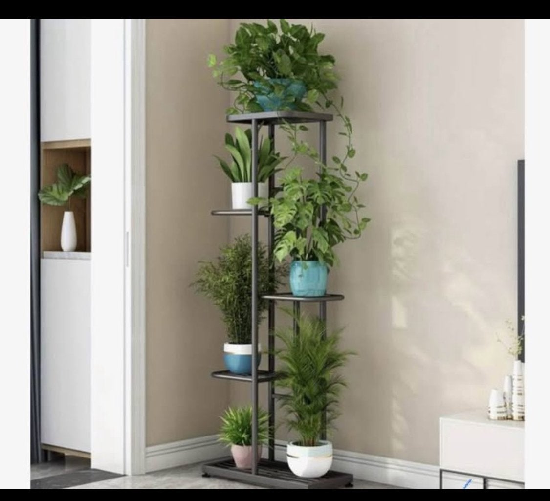 Moderne plantenstandaard met 6 lagen - Zwart metaal, Huis en Inrichting, Woonaccessoires | Overige, Nieuw, Metaal, Zwart, Modern
